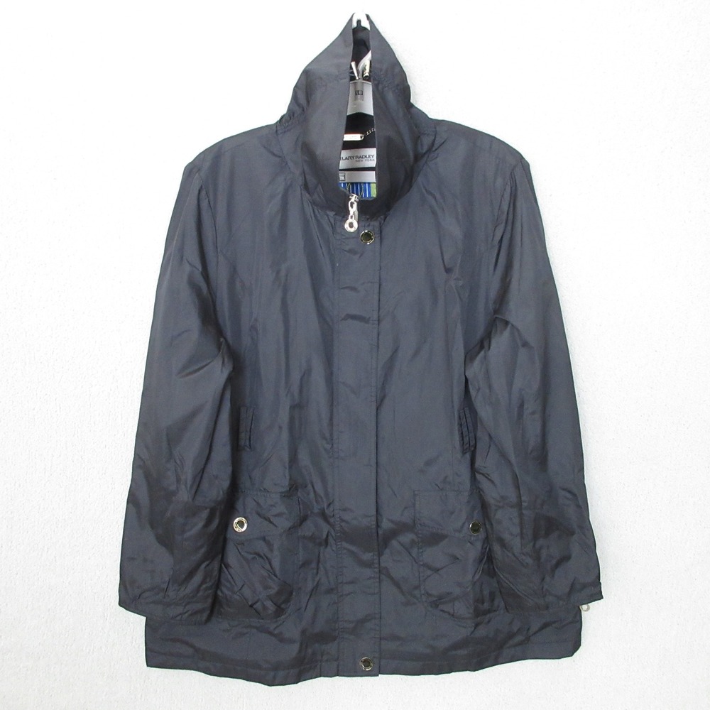 Hilary Radley New York Black Raincoat Jacket Windbreaker Women's XL